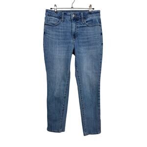 Old Navy O.G. Straight Jeans Womens 6 Blue High Rise Side Slit Ankle